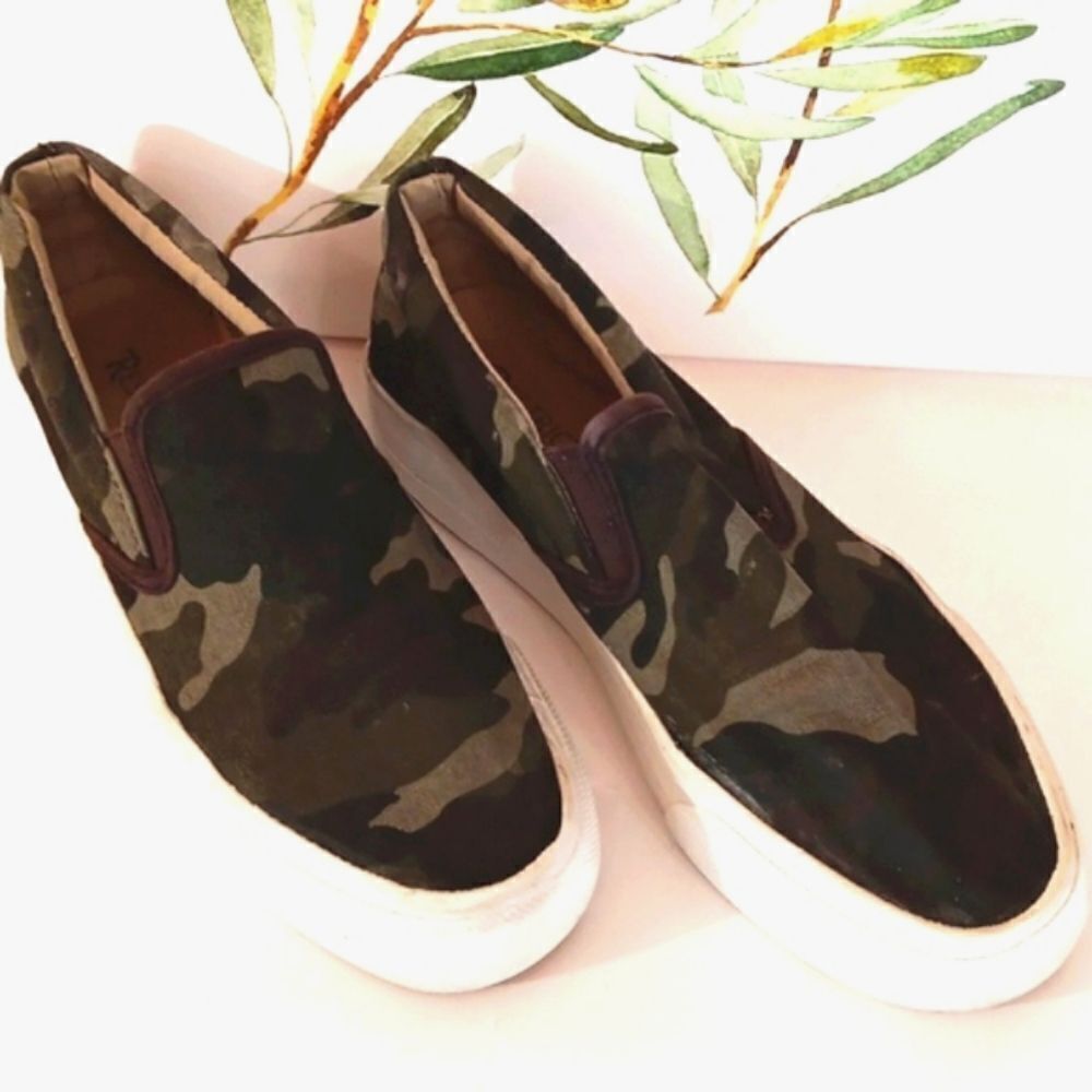 Restricted  Camo Canvas Slip On Shoes
